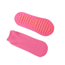 Women's Anti-Skid Yoga & Pilates Socks, Breathable Cotton Floor Socks, Sweat-Absorbent, Hot Pink – Compatible with Trampoline & Playground