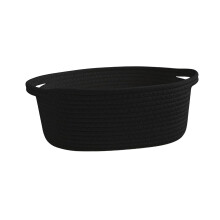 Cotton Rope Basket Multipurpose Fabric Tray Bowl Under Shelf Basket for Baby Dog Black