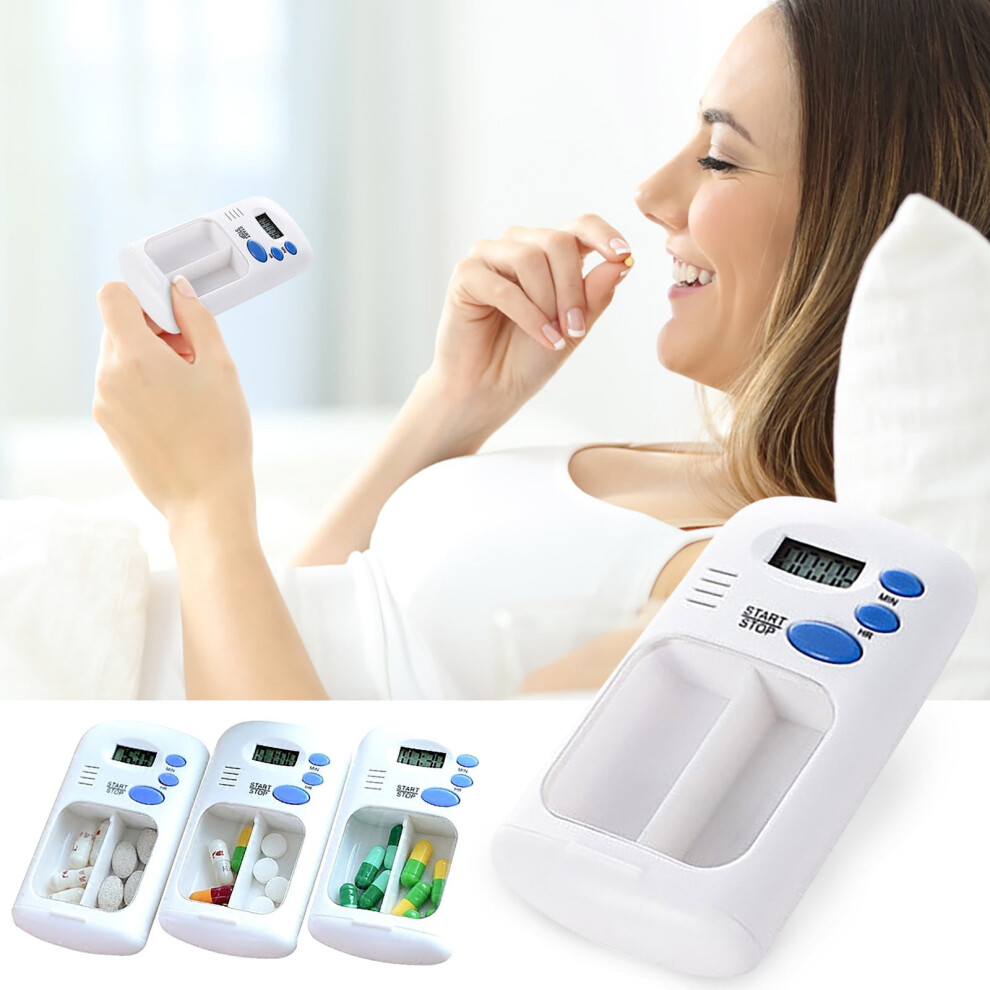 Portable Digital Pill Box Timer with Compartments, Countdown Alarm & Medication Organizer â Compatible with Travel, Home & Office