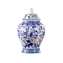 Vasi per zenzero in porcellana blu e bianca stile Chinoiserie con coperchio (2 pezzi)