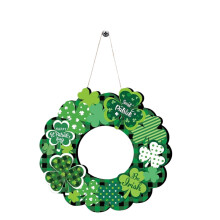 Couronne de trèfle en bois pour la Saint-Patrick, décoration de porte à suspendre, 28,7 x 30 cm, guirlande décorative sur le thème « Soyez