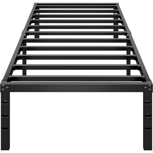 Metal Platform Bed Frame, 14" High, No Box Spring Required, Twin Size, Black