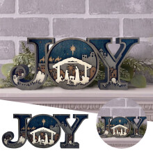 3pcs Christmas Nativity Wood Joy Sign, Rustic Farmhouse Decor for Indoor/Outdoor, Wall & Garden – Compatible with Holiday Themes