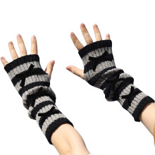 Vingerloze handschoenen voor dames, fitness, met strik, gebreide fleece, geschikt voor koud weer, herfstmode, zwarte dameswanten