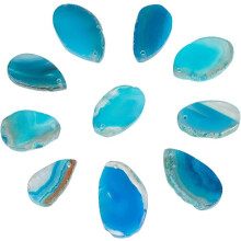 8 Stück tiefblaue, natürliche Achat-Anhänger, polierte, unregelmäßige Scheiben zum Selbermachen von Schmuck