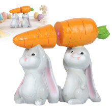2 statuette di coniglietti pasquali, coniglietti in resina da 8,6 cm con carota in mano - Decorazione per giardino e casa