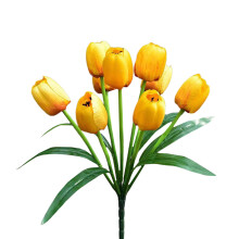 9-köpfige gelbe Seidentulpen, 40 cm große künstliche Blumen für Frühling, Muttertag, Ostern, Valentinstag – passend für Wohn- und