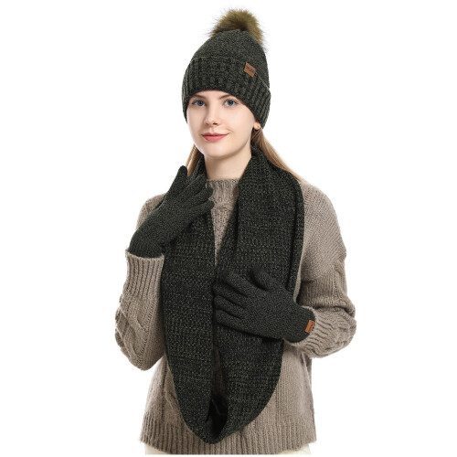 Strickmütze, Schal und Handschuhe für Damen (Set) 1