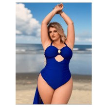 Women's Plus Size Blue Tankini Swimsuit 2-Piece