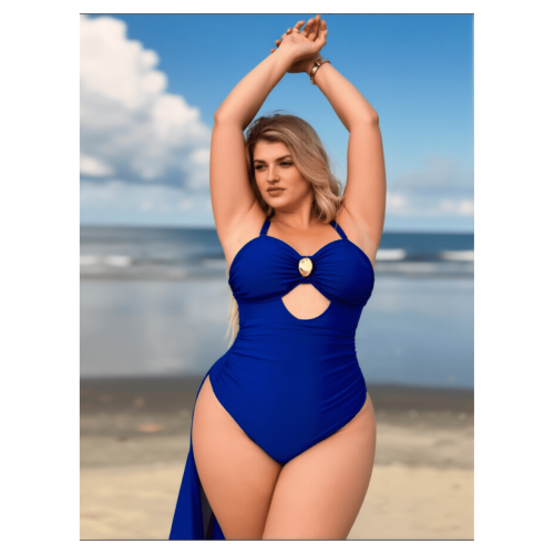 Women's Plus Size Blue Tankini Swimsuit 2-Piece
