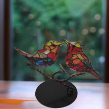 Decorazioni colorate a forma di uccelli, eleganti decorazioni artistiche in metallo per il giardino, ciondoli a forma di uccelli e fiori per la casa,