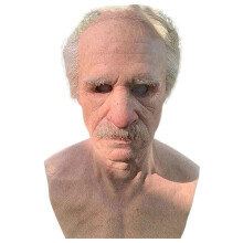 Maschera realistica da vecchio in lattice, maschera con rughe per il viso, ideale per Halloween, cosplay, feste, costumi e occasioni in maschera.