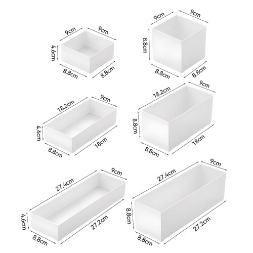 Plastic Cutlery Storage Box Drawer Organizer for Kitchen White 6Pcs 1