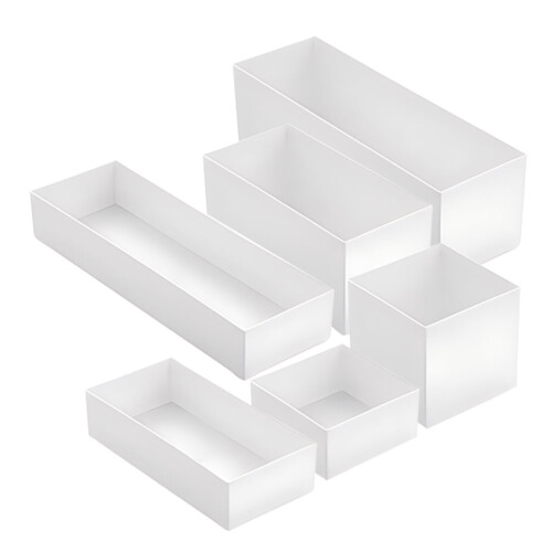Plastic Cutlery Storage Box Drawer Organizer for Kitchen White 6Pcs 2