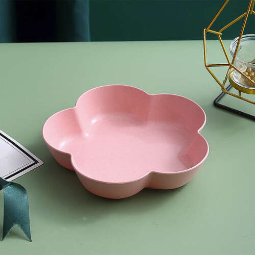 Roze bloemvormig bord van tarwevezel, 18 cm 2