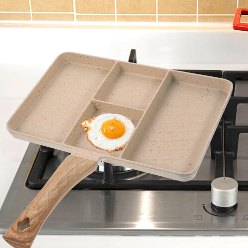 Non-stick beige äggpanna, multifunktionell för matlagning 1