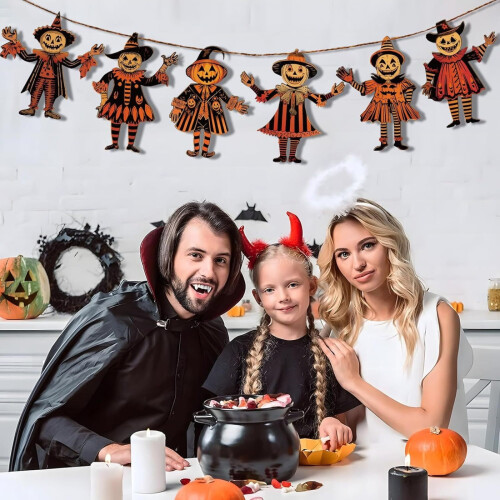 Halloween-vimplar vintage träflaggor 6 st 2