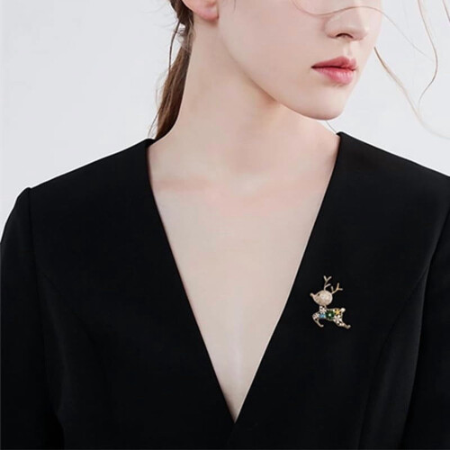 Broche de rena com strass para mulheres 1