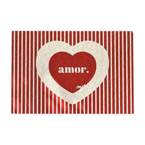 Tapete de porta em PVC em formato de coração, vermelho, 45 x 76 cm (18 x 30 polegadas) 1
