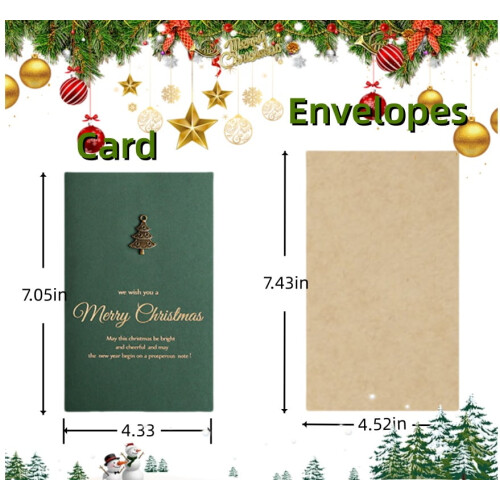 Christmas Greeting Cards with Envelopes Green 18 Pack 2