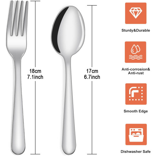 Ensemble de 36 fourchettes et cuillères en acier inoxydable 1