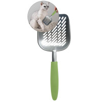 Yoloke kattsandskopa, sil i aluminiumlegering, kattskopa i metall, djup spade med diagonalt silhål, bajslyftare för kattungar