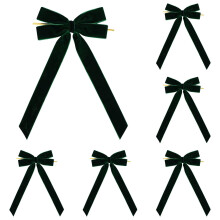 12PCS Green Velvet Ribbon Bows for Christmas Tree 1" Width – Vintage Velvet Bows with Gold Twist Ties for Garland, Wreath & Holiday Decorations