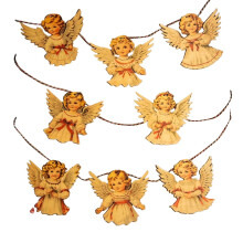Guirlande de Noël en bois (lot de 8) : Père Noël, ange, renne et sapin – Décoration pour porte, mur ou fenêtre
