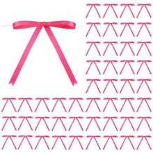 50 lazos de cinta satinada rosa fucsia de 5x7" con cierre de torsión – para regalos, pasteles, bolsitas de dulces, manualidades, bodas, baby