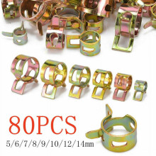80 pcs Automotive Vacuum Fuel Hose Pinch Spring Clip Clamp Fastener Kit