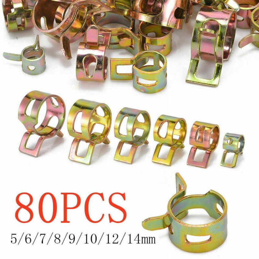 80 Pcs Automotive Vacuum Fuel Hose Pinch Spring Clip Clamp Fastener Kit 9405492181137