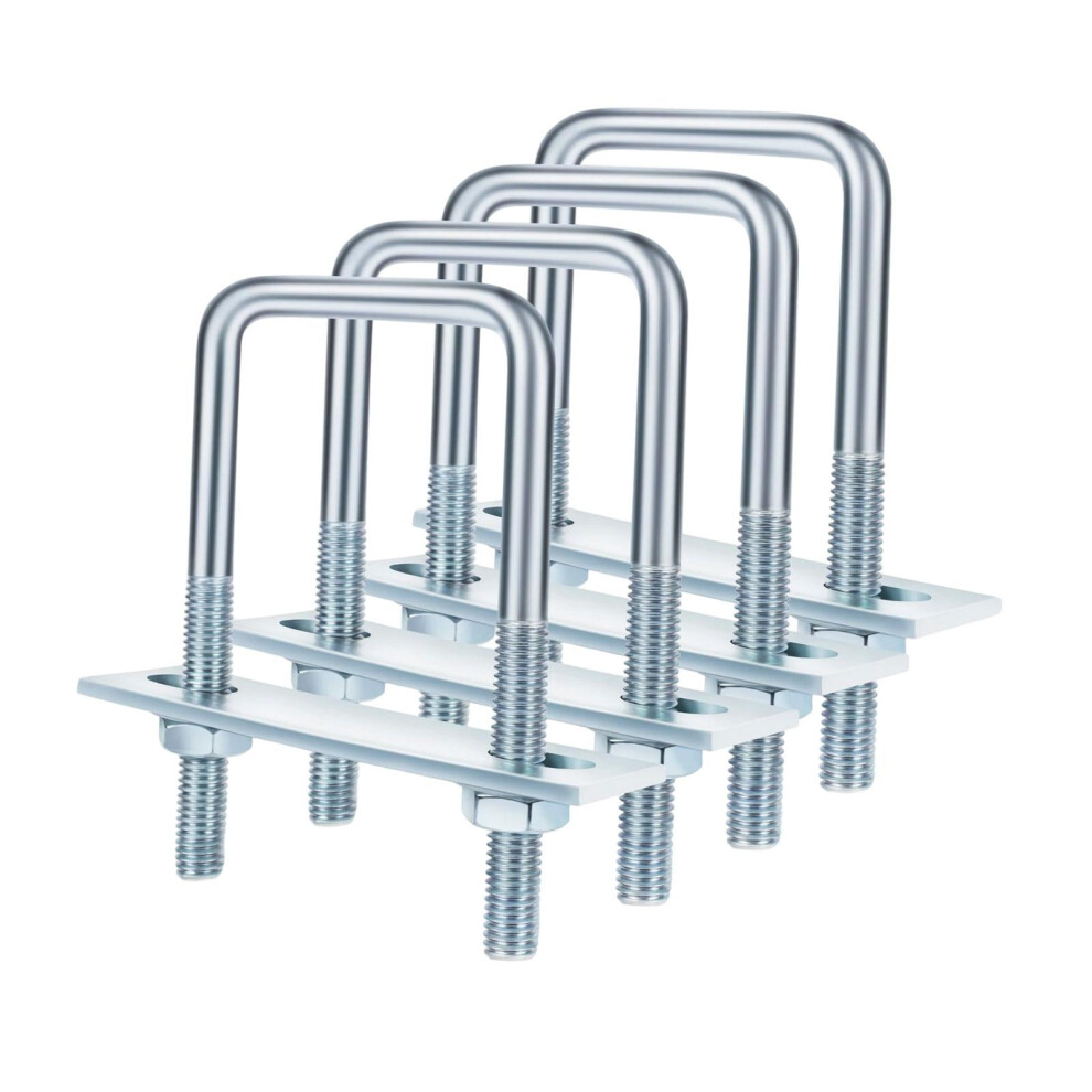 4 Pack Square U Bolts Heavy Duty Galvanized Metal For Industrial Automotive Boat Trailer Rectangular Wood Tube 9405492180512