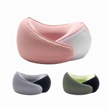 Cuscino da viaggio in memory foam rosa, leggero, ideale per aerei.