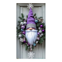stuk kerststrik deurbanner, paarse feestelijke bessen achtergrond voor voordeur, veranda, kerstfeest – 71x35 inch