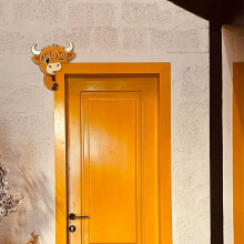 Décoration de cadre de porte vache des Highlands faite main en 3D rustique