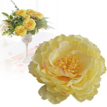 Têtes de pivoines artificielles en soie jaune de 12,5 cm – Idéales pour vos compositions florales, bouquets de mariée, couronnes et décorations