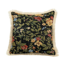 Housse de coussin rétro à pompons et fleurs, style carré, pour voiture ou canapé