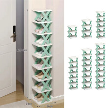 Étagère à chaussures mince à 4 niveaux pour petits espaces, organisateur de chaussures pliable et étroit pour entrée et placard, étagère de
