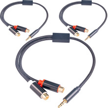 Cuibheoir Steirió Y 3.5mm go RCA Dúbailte Órphlátáilte 11.8 orlach