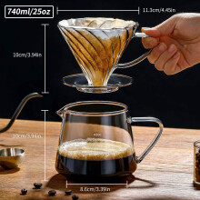 750ML Pour Over Coffee Maker, Heat-Resistant Borosilicate Glass Dripper with Filter Holder, BPA-Free – Compatible with Standard Filters