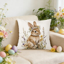 Housses de coussin de Pâques anti-taches 45 x 45 cm, housses de coussin carrées décoratives pour canapé