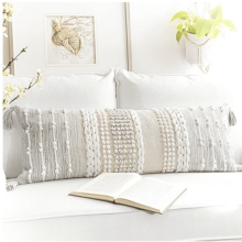 Housse de coussin lombaire grise 14x36, coussin décoratif long pour lit, housse de coussin lombaire décorative, coussin lombaire à texture