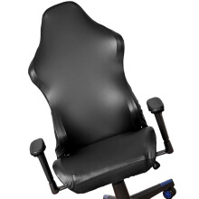 1 set wasbare zwarte PU polyester stoelhoezen voor computer gamingstoelen met eenvoudige pasvorm