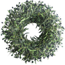 Couronne d'olivier artisanale de 56 cm pour porte d'entrée – Décoration extérieure toutes saisons, compatible avec les thèmes champêtres et