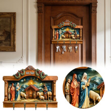 Porte-clés mural rustique en bois 11,8 x 9,8 pouces