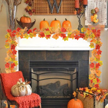 Guirlande de feuilles d'érable FAJHHA – Feuillage d'automne artificiel, rotin résistant, pour escalier, couronne de porte et décoration murale,