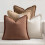 Conjunto de 4 capas de almofada de linho, 45x45cm, em tons neutros de bege e marrom. 1