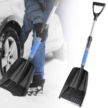 Uitschuifbare sneeuwschep blauw 72-85 cm ergonomische D-greep