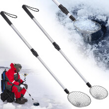 Set di 2 palette da pesca sul ghiaccio regolabili, in metallo estensibile con 2 misure, compatibili con la pesca sul ghiaccio e l'uso in spiaggia.