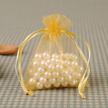 30 bolsas de regalo de organza amarilla con cordón ajustable, 10x15cm